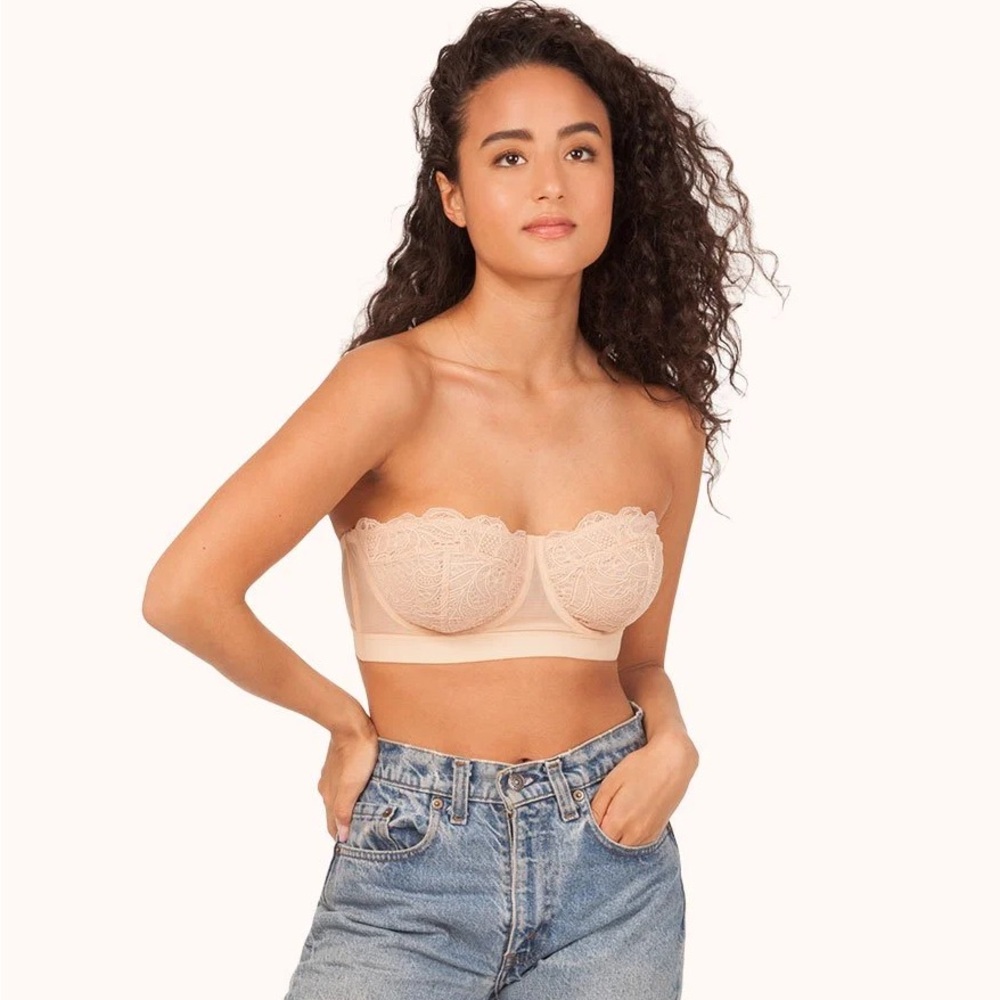 Lively The Lace Toasted Almond Strapless Bra 34D
